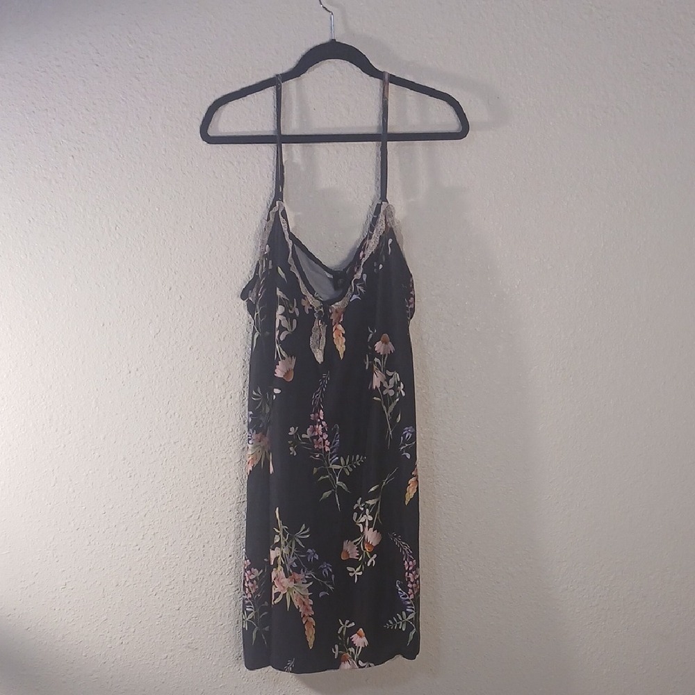Floral Black Slip Dress